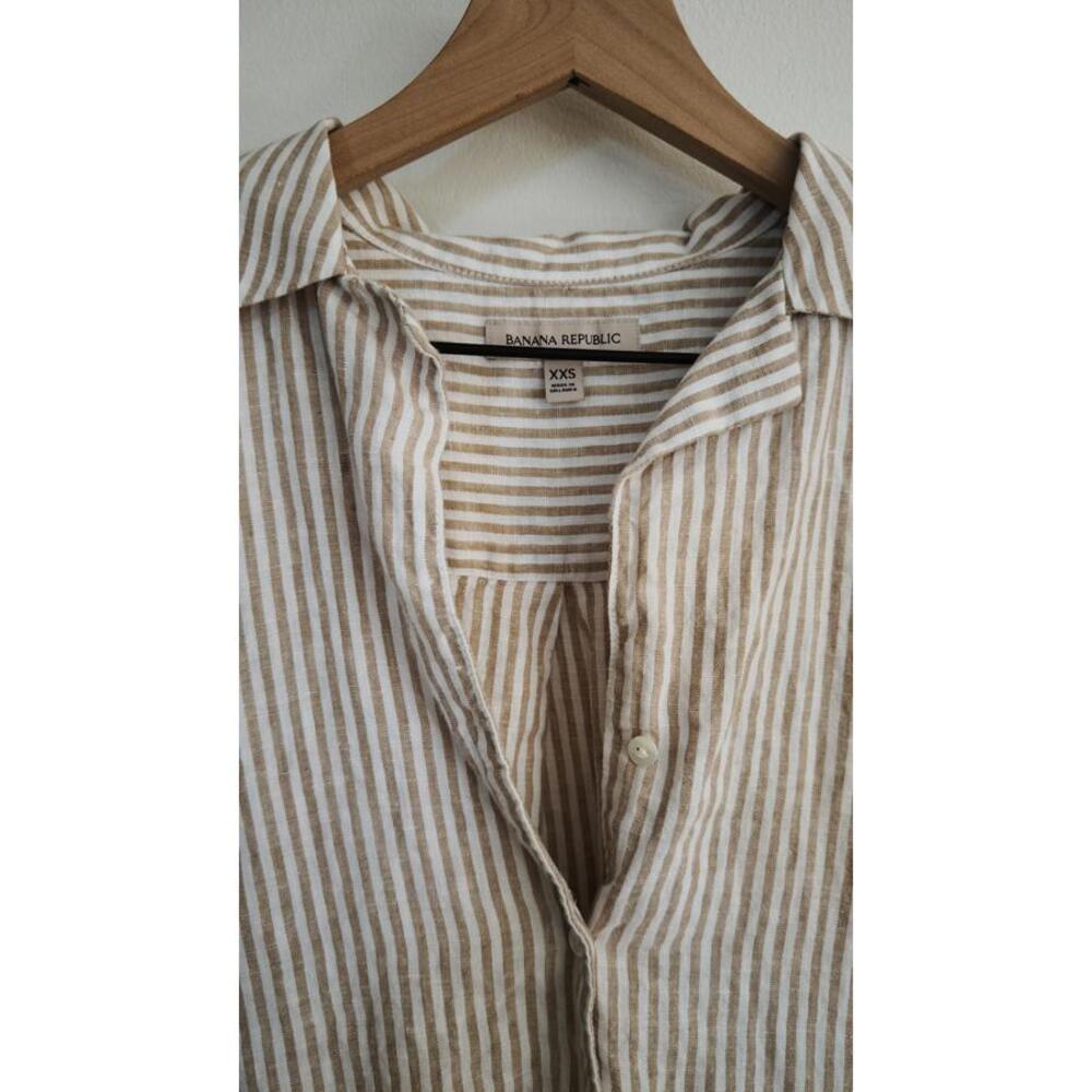 Banana Republic Clara Linen Short-Sleeve Shirt XXS